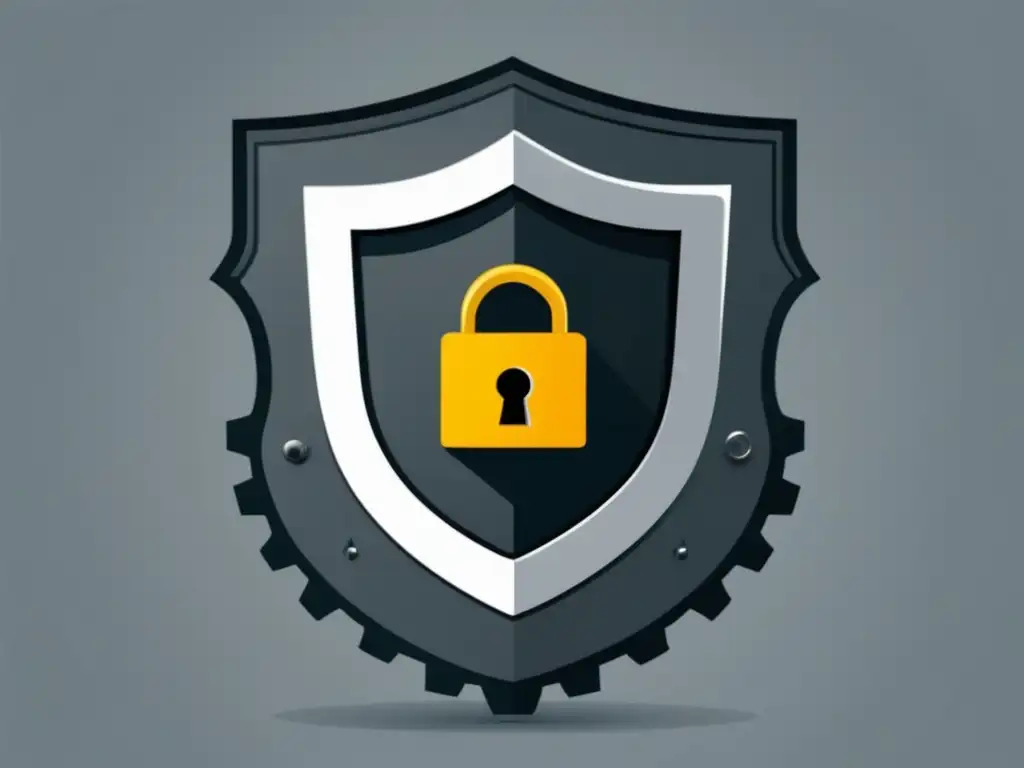 Escudo de seguridad moderno con mecanismo de cerradura Protección y seguridad en marketing de afiliados: prácticas legales para evitar fraudes