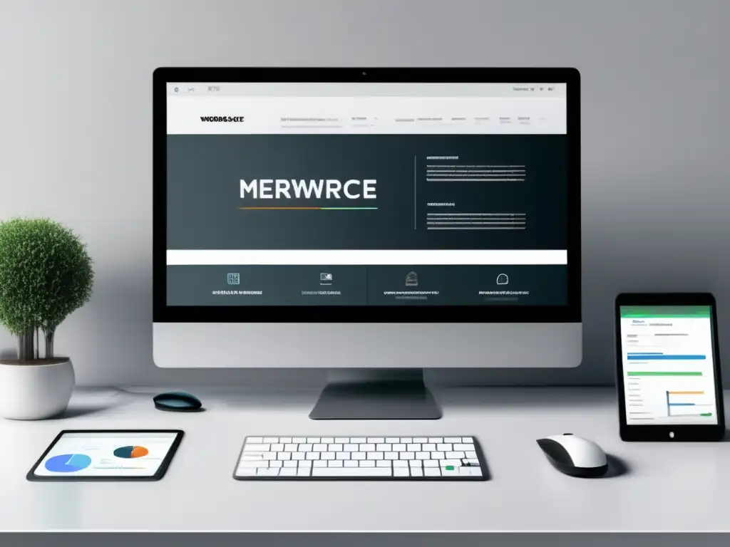 Espacio de trabajo moderno y minimalista de marketing digital Workspace moderno con análisis estratégico de palabras clave para marketing de afiliados