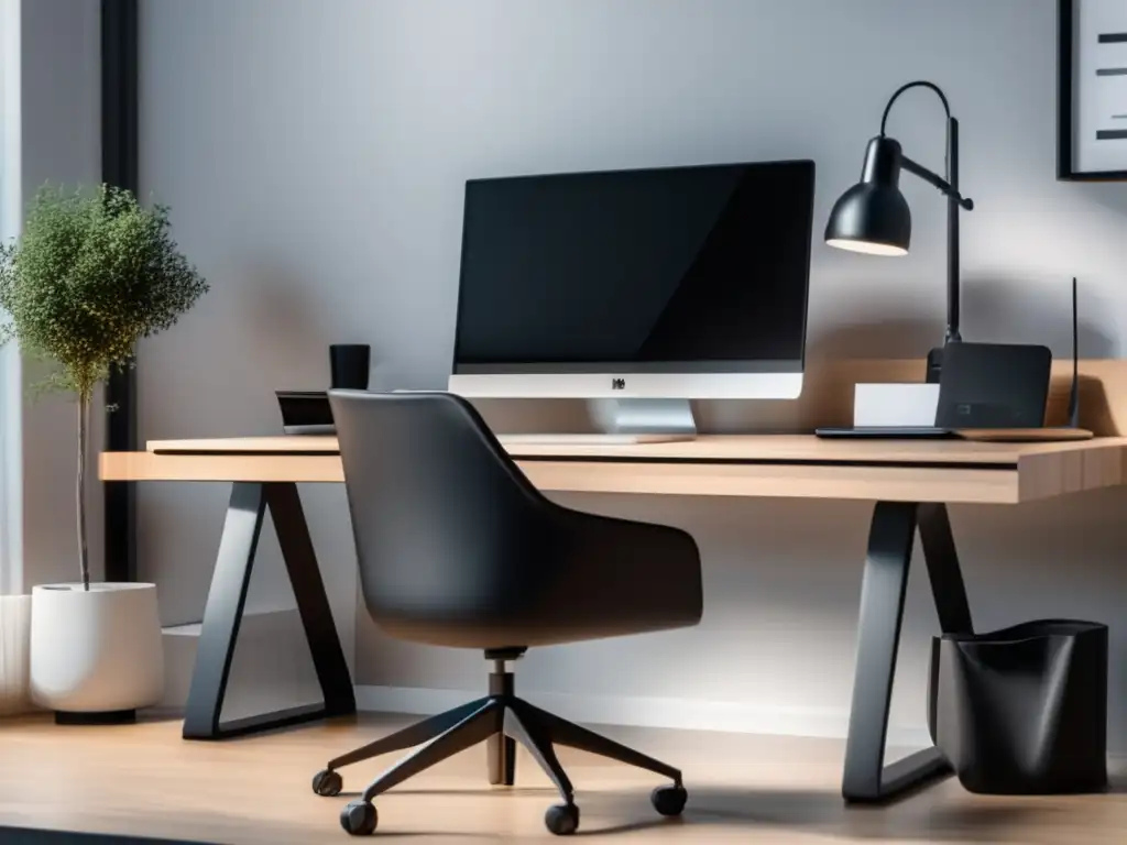 Espacio de trabajo moderno y minimalista Espacio de trabajo minimalista con herramientas de marketing de afiliados