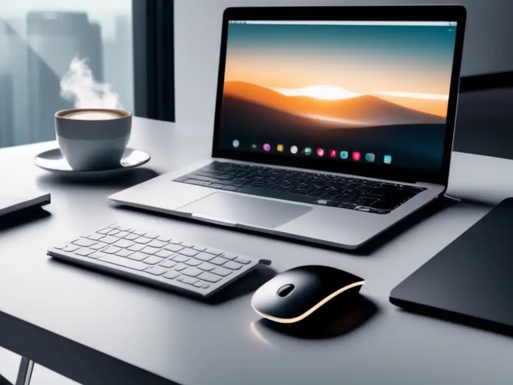 Espacio de trabajo minimalista moderno Herramientas de afiliados en un moderno y minimalista espacio de trabajo