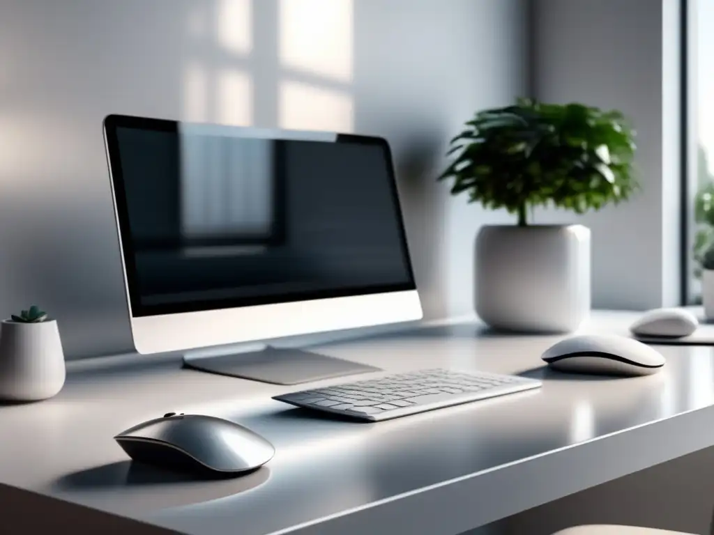 Espacio de trabajo minimalista y moderno Espacio de trabajo minimalista con escritorio blanco y accesorios modernos - Mejores prácticas CRM marketing de afiliados