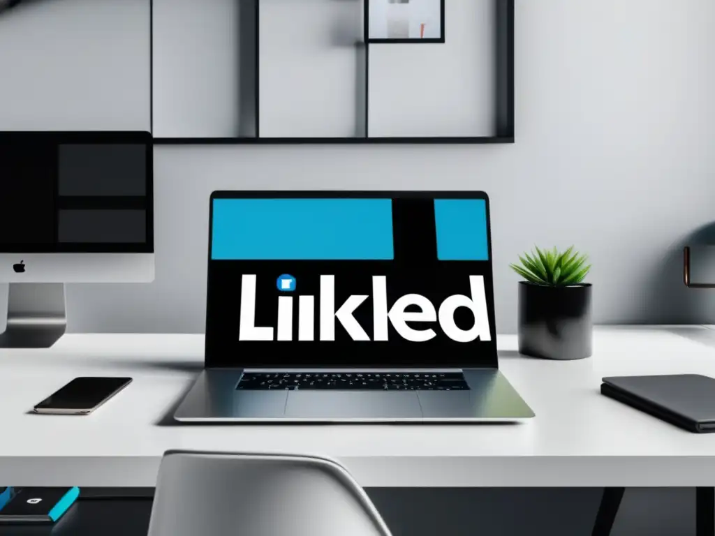 Espacio de trabajo minimalista con LinkedIn Ads Espacio de trabajo minimalista con herramientas de marketing de afiliados en redes sociales