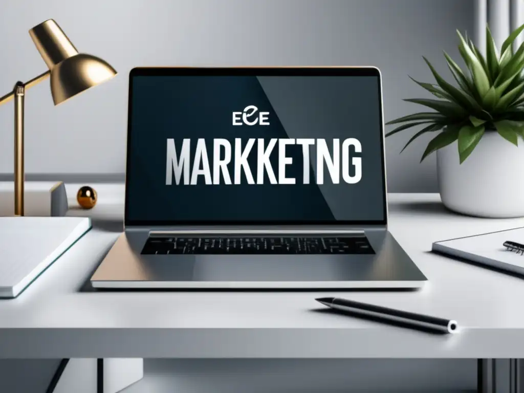 Espacio de trabajo elegante y minimalista Escritorio minimalista con éxito en marketing de afiliados