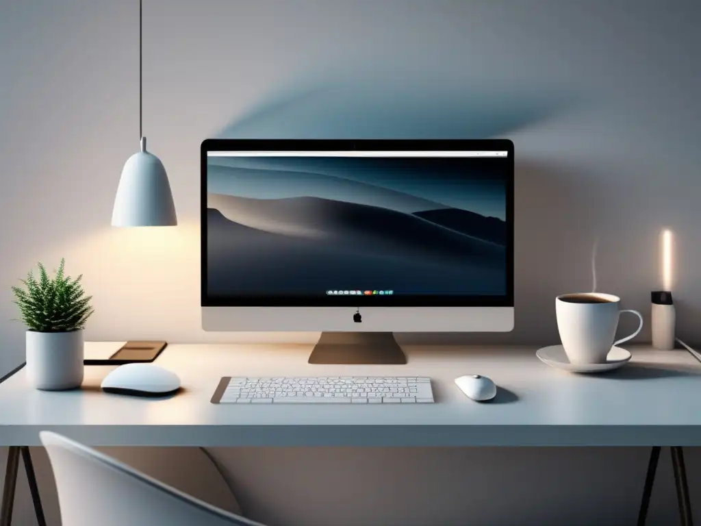 Espacio de trabajo minimalista y moderno Espacio de trabajo moderno, minimalista y 8K con potencial para generar ganancias en marketing de afiliados