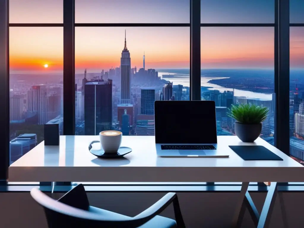 Espacio de trabajo minimalista y moderno Espacio de trabajo minimalista con laptop y herramienta de análisis de palabras clave en marketing de afiliados