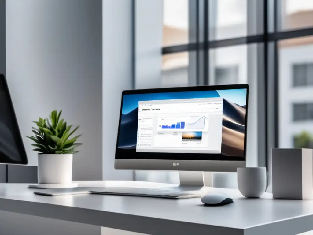 Espacio de trabajo minimalista y moderno para marketing de afiliados Espacio de trabajo minimalista con herramientas de redes sociales para marketing de afiliados