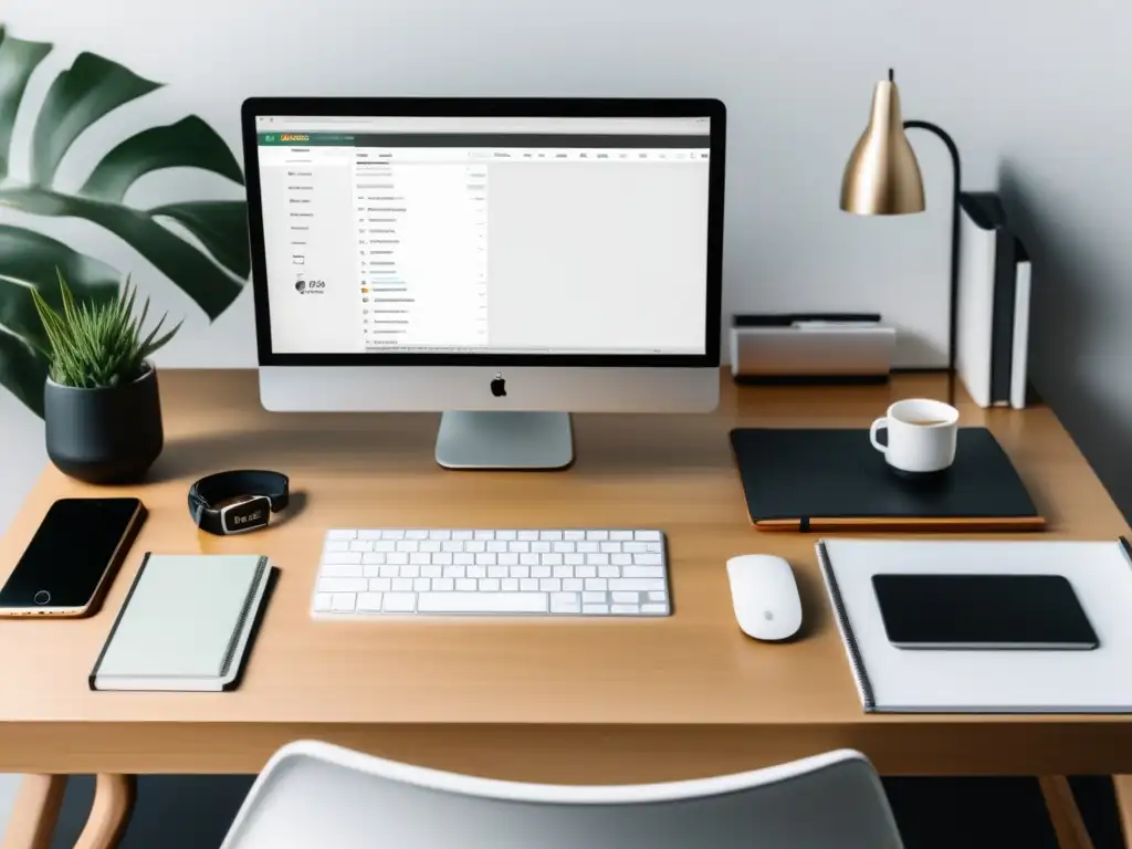 Espacio de trabajo minimalista con herramientas de marketing de afiliados Espacio de trabajo minimalista con herramientas de afiliados