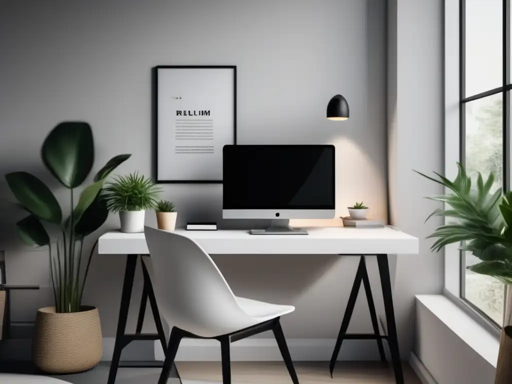 Espacio de trabajo minimalista y moderno Espacio de trabajo moderno y minimalista con escritorio blanco, portátil, notas y café