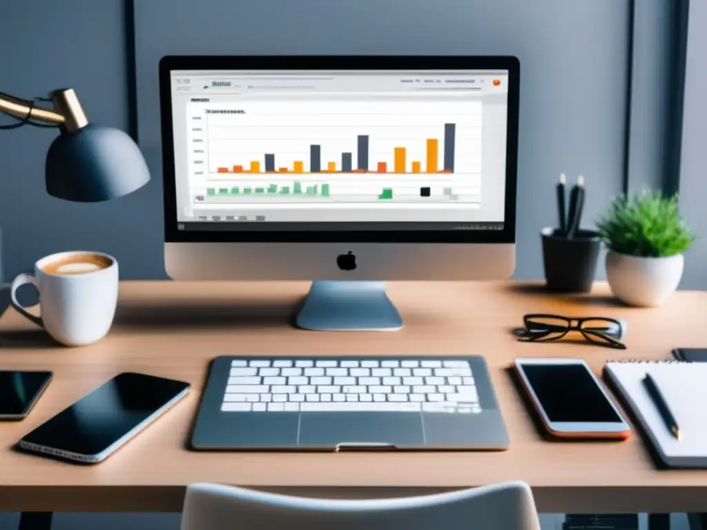 Espacio de trabajo minimalista y profesional Espacio de trabajo minimalista con herramientas efectivas para el marketing de afiliados