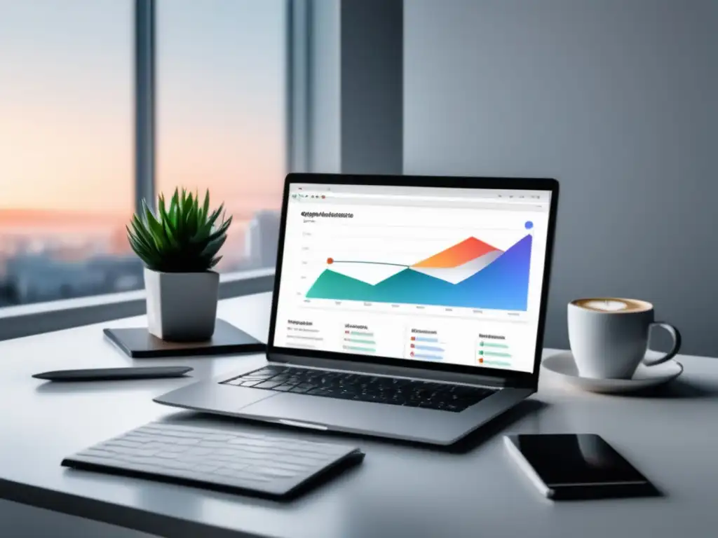 Espacio de trabajo minimalista y moderno Espacio de trabajo moderno y minimalista con herramientas de análisis de Google, Hotjar y Kissmetrics