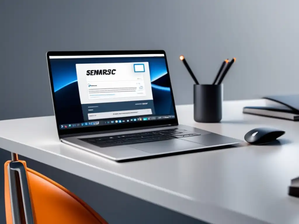 Espacio de trabajo minimalista y productivo Herramientas SEO para marketing de afiliados en un espacio de trabajo moderno y organizado