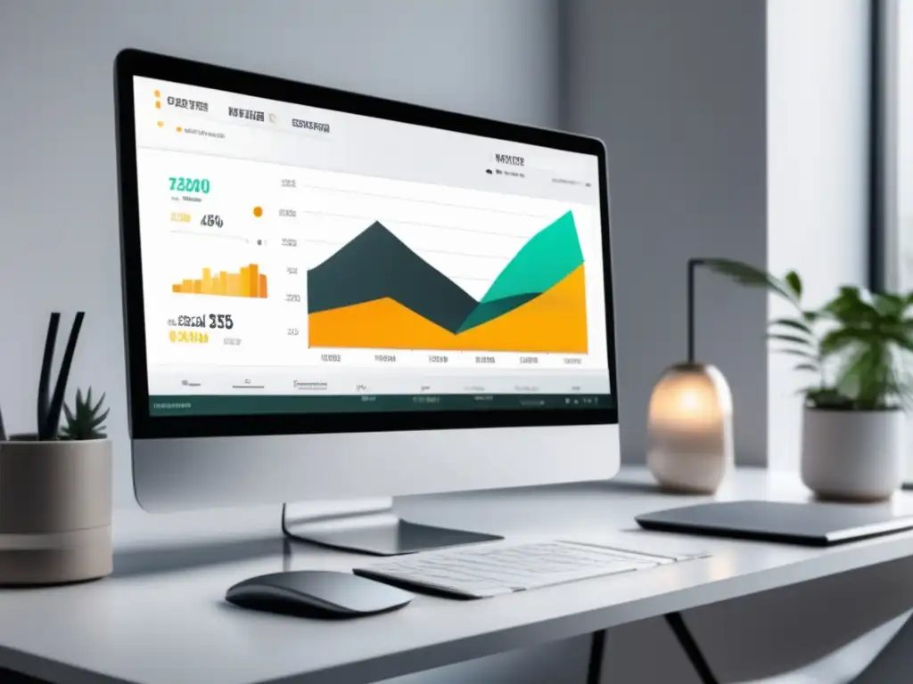 Espacio de trabajo minimalista con laptop y dashboard Espacio de trabajo minimalista con escritorio blanco y laptop de alta gama