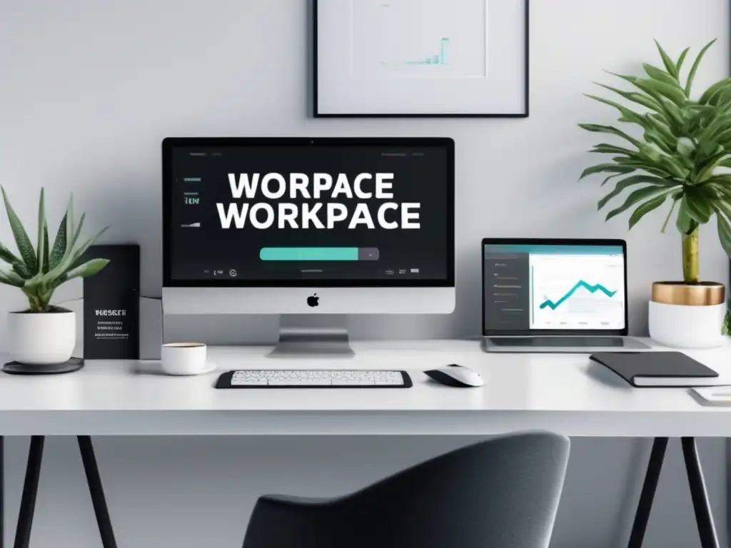 Espacio de trabajo moderno y eficiente Espacio de trabajo moderno con herramientas de investigación de mercado para afiliados de marketing