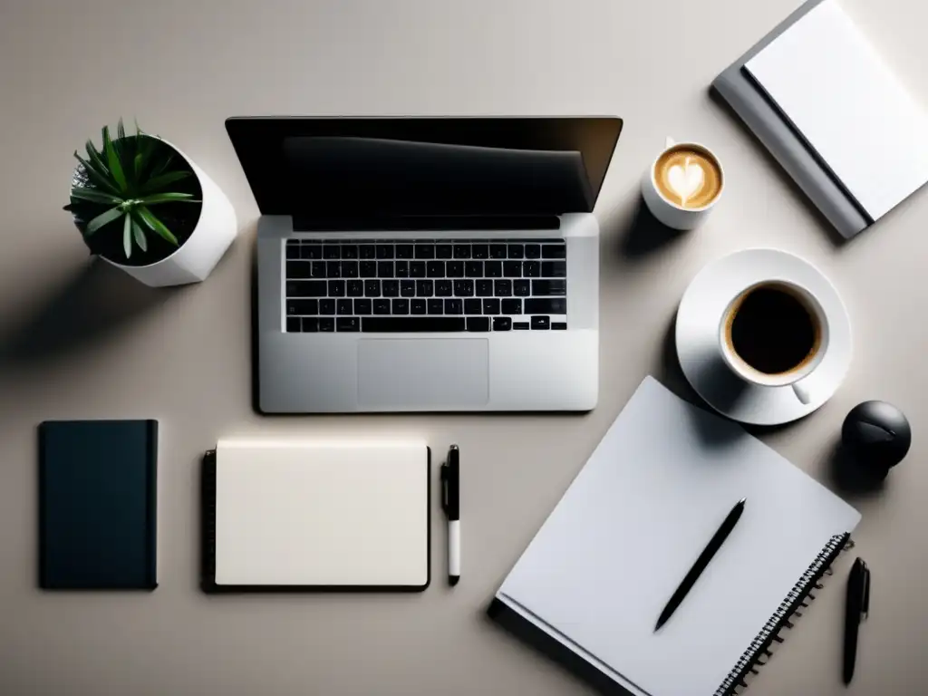 Espacio de trabajo moderno y minimalista Ejemplos de éxito en el marketing de afiliados en un espacio de trabajo moderno y minimalista