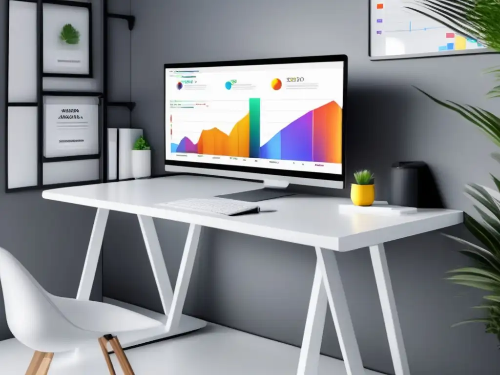 Espacio de trabajo elegante y moderno con herramientas SEO Espacio de trabajo moderno con herramientas SEO para marketing de afiliados