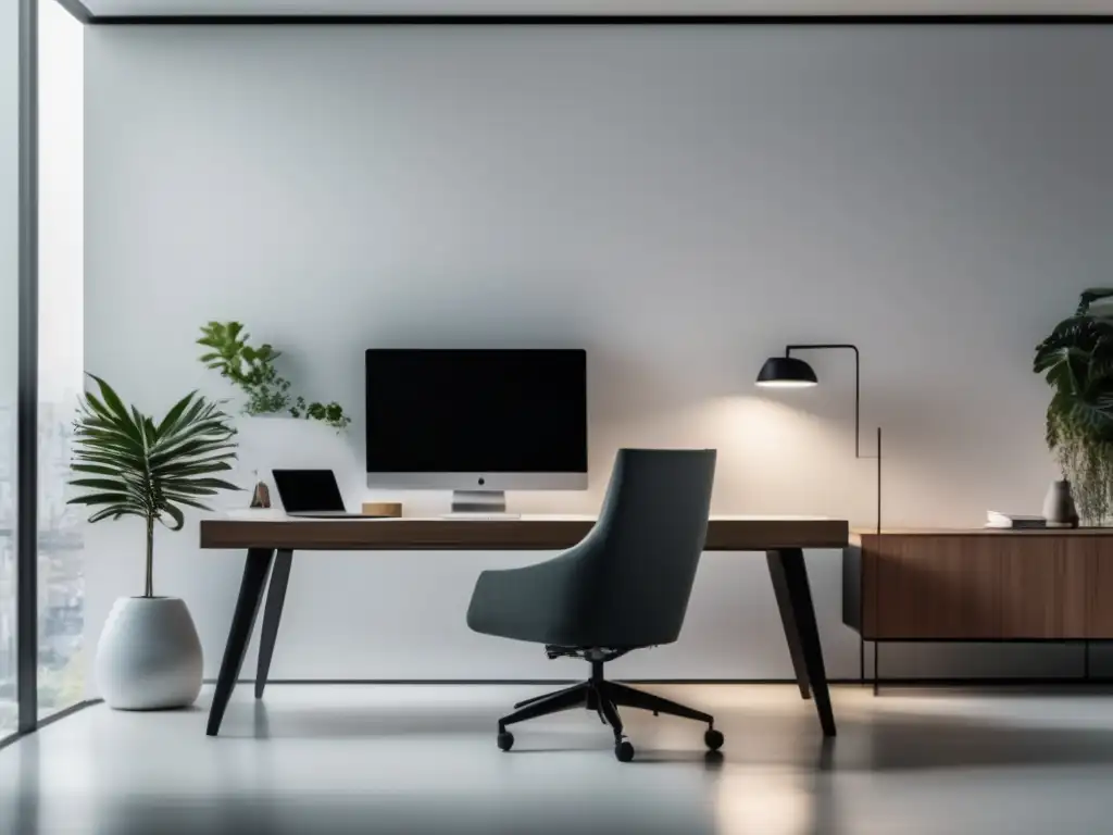 Espacio de trabajo minimalista y eficiente Escritorio minimalista para estrategia de marketing de afiliados