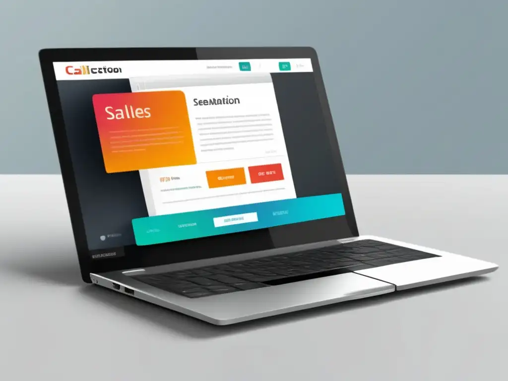 Interfaz intuitiva y persuasiva de ventas Laptop con diseño moderno y atractivo para estrategias efectivas de marketing de afiliados