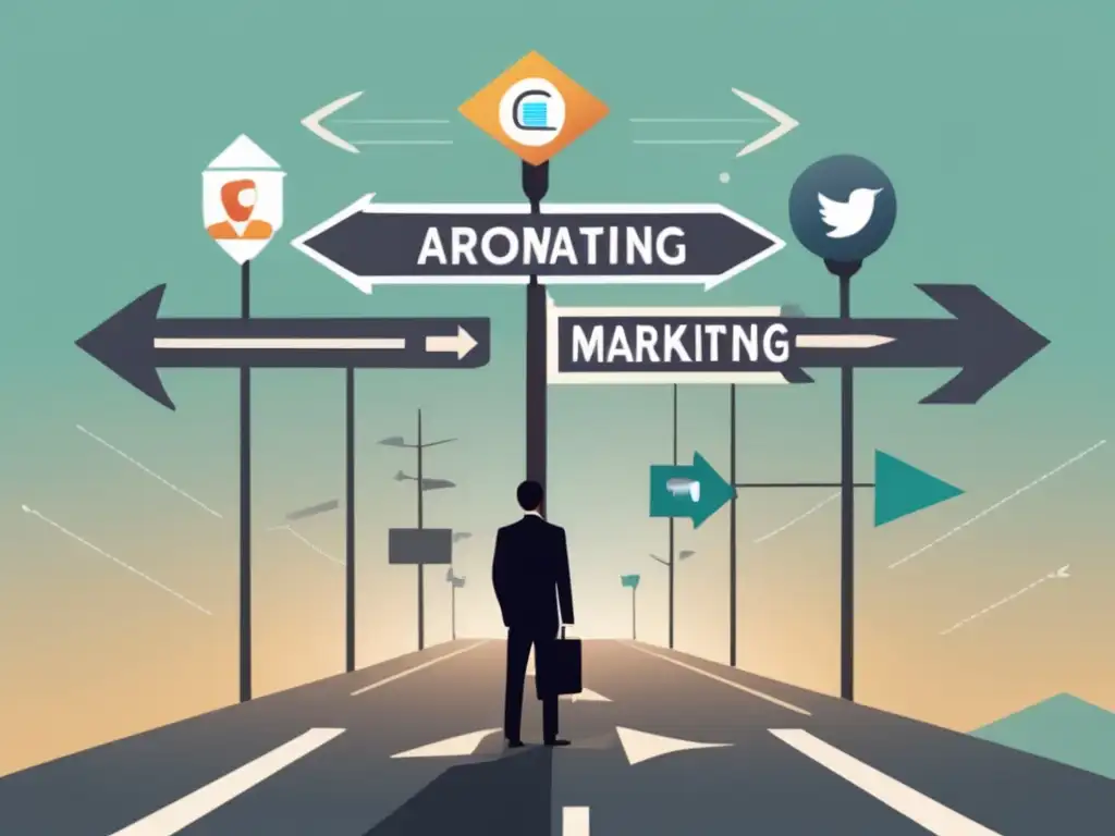 Cruce de caminos en marketing de afiliados Estrategia de marketing de afiliados con diferentes canales promocionales