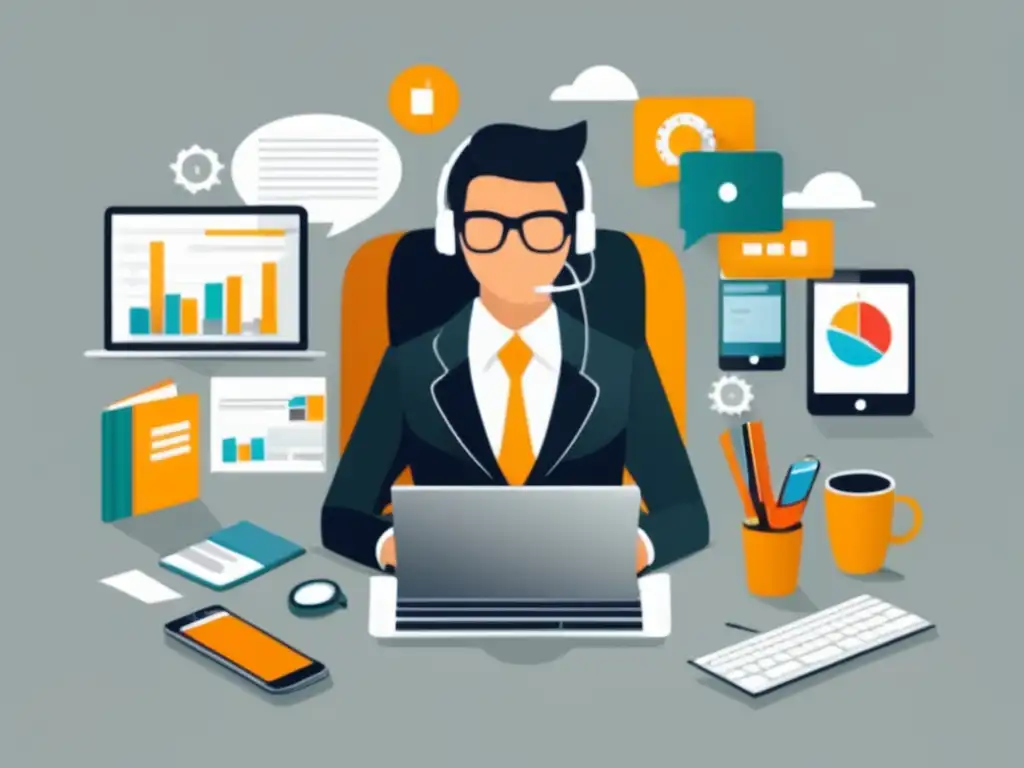 Estrategias marketing afiliados: éxito y eficiencia Ilustración minimalista de una persona realizando estrategias de marketing de afiliados para aumentar ganancias