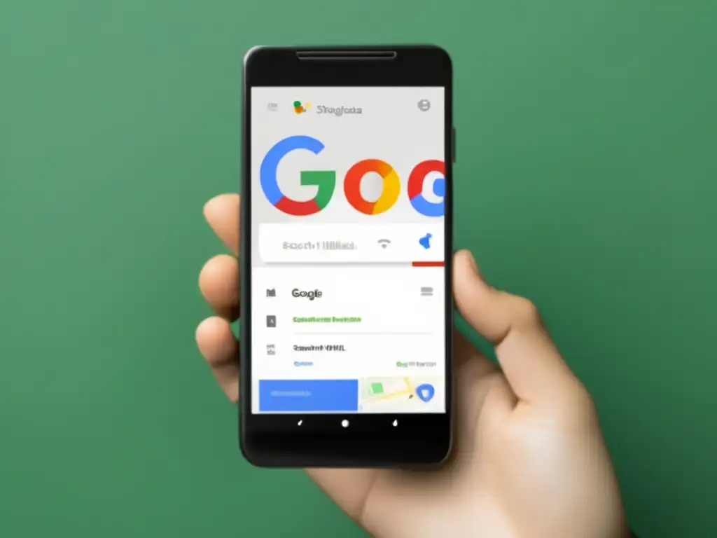 Estrategias de SEO móvil para afiliados Smartphone muestra búsqueda Google 'estrategias de SEO móvil para afiliados' -