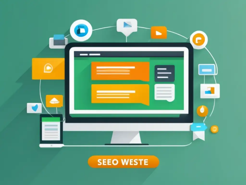 Estructura web SEO para afiliados Ilustración moderna de una web optimizada para el marketing de afiliados a través del SEO