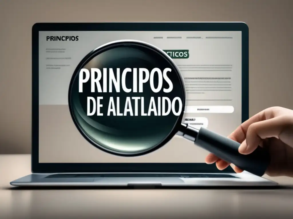 Ética en el Marketing de Afiliados Mano sosteniendo lupa en pantalla web de
