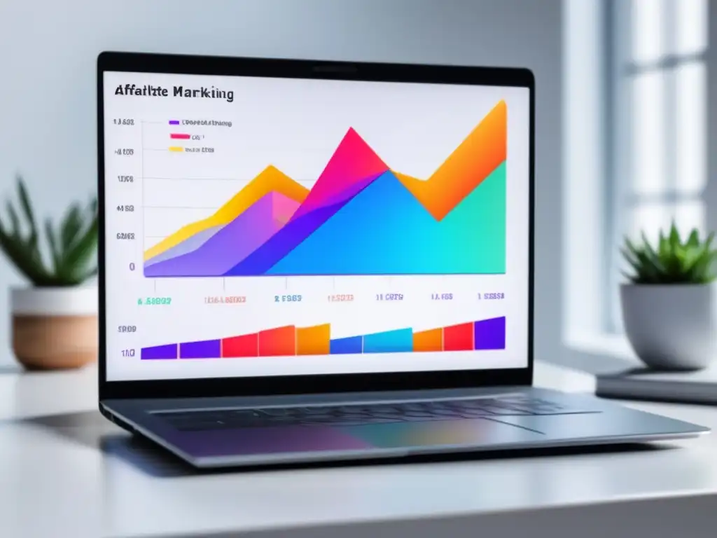 Éxito y profesionalismo en el marketing de afiliados Laptop minimalista en escritorio blanco: casos de éxito en marketing de afiliados