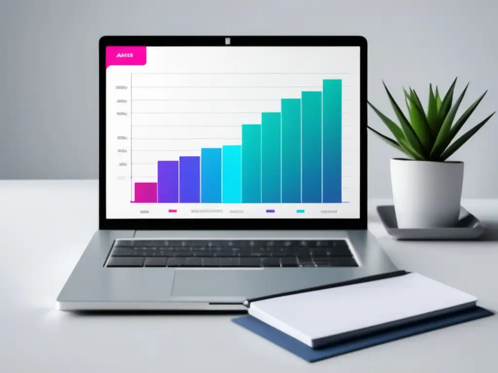 Éxito en el marketing de afiliados Laptop con gráfico de casos de éxito en marketing de afiliados
