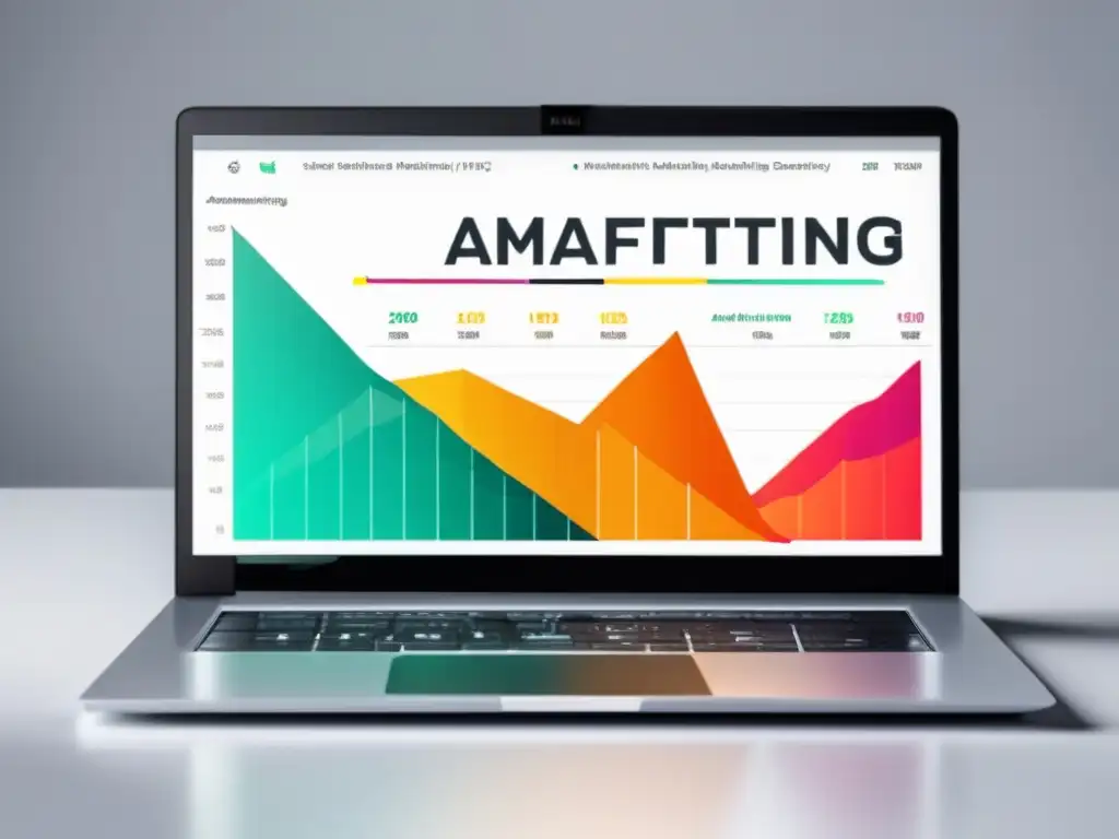 Laptop moderno con gráfica de ganancias en marketing de afiliados