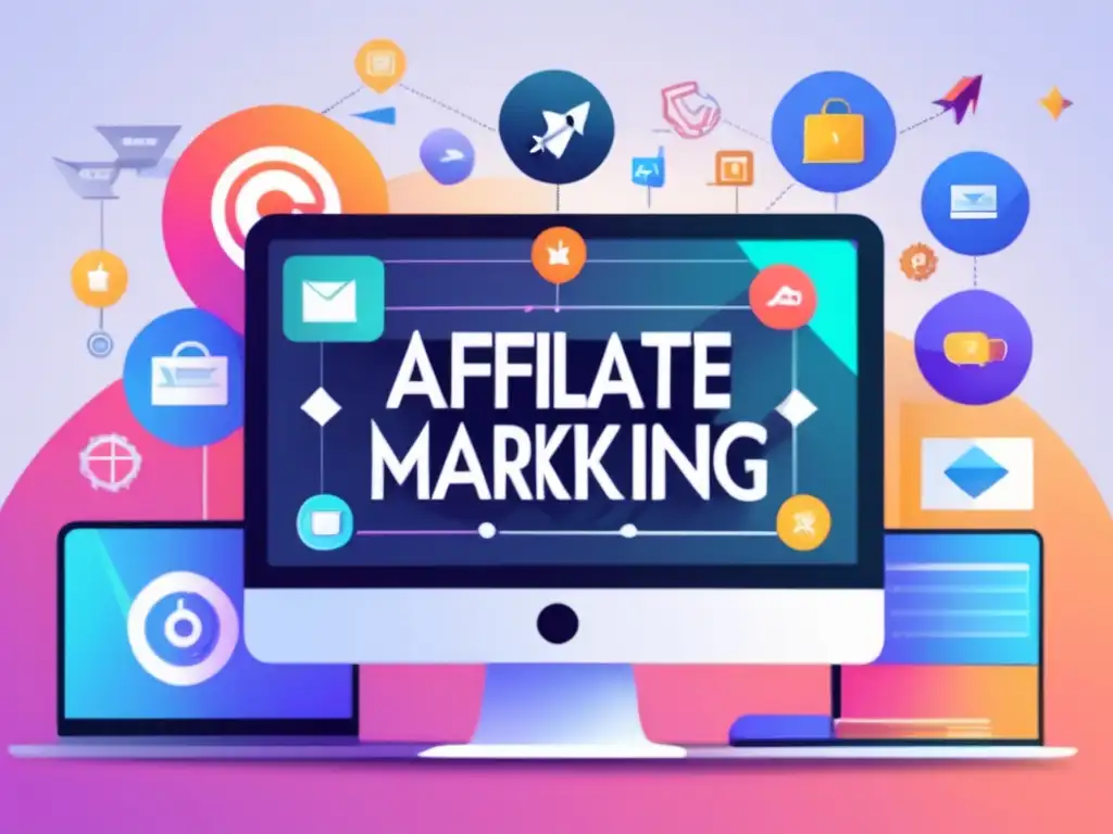 Ilustración minimalista de marketing de afiliación Ilustración minimalista y moderna de marketing de afiliados con técnicas comprobadas
