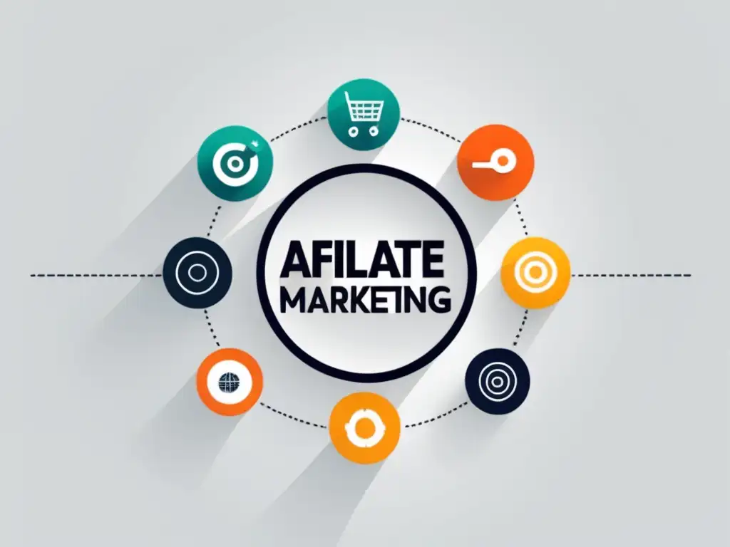 Éxito en el marketing de afiliados Laptop moderno con gráficos de marketing de afiliados, maximizando ingresos