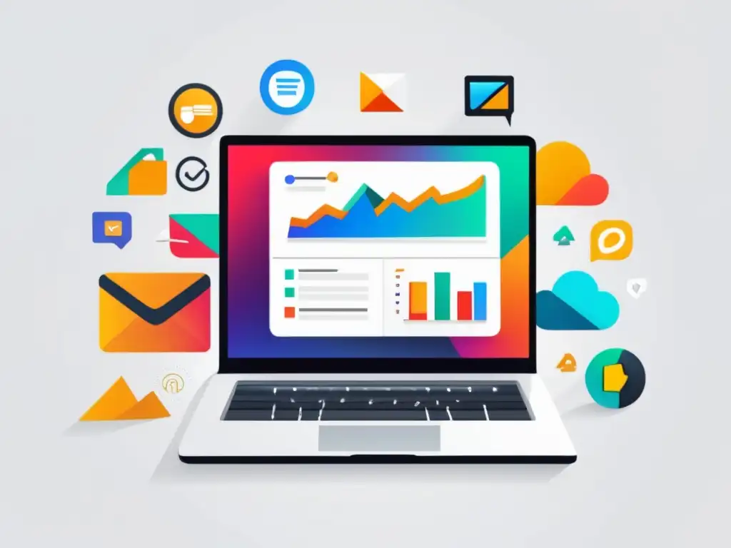 Éxito en marketing de afiliados: estrategias y crecimiento Laptop moderno con diseño elegante y fondo blanco