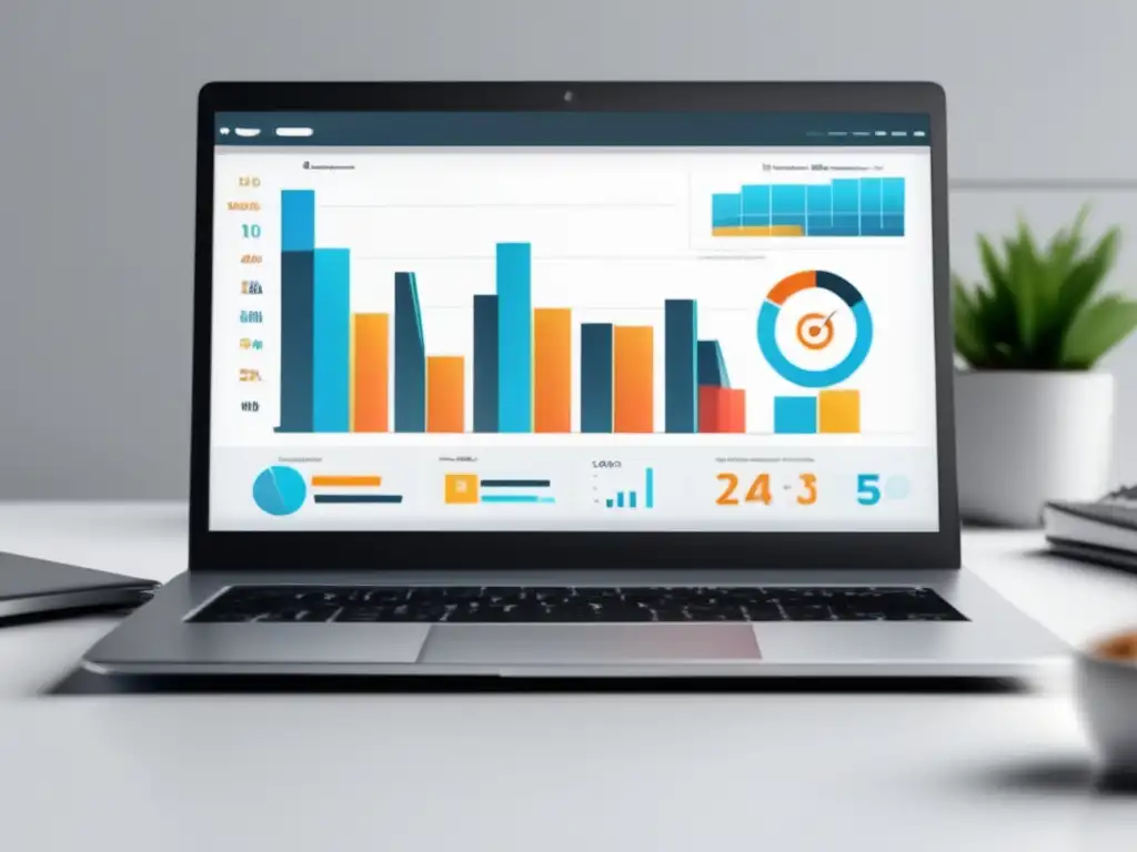 Laptop moderno con gráfico de crecimiento exponencial Laptop con gráfico de crecimiento exponencial, simbolizando maximización de ingresos con estrategias de marketing de afiliados