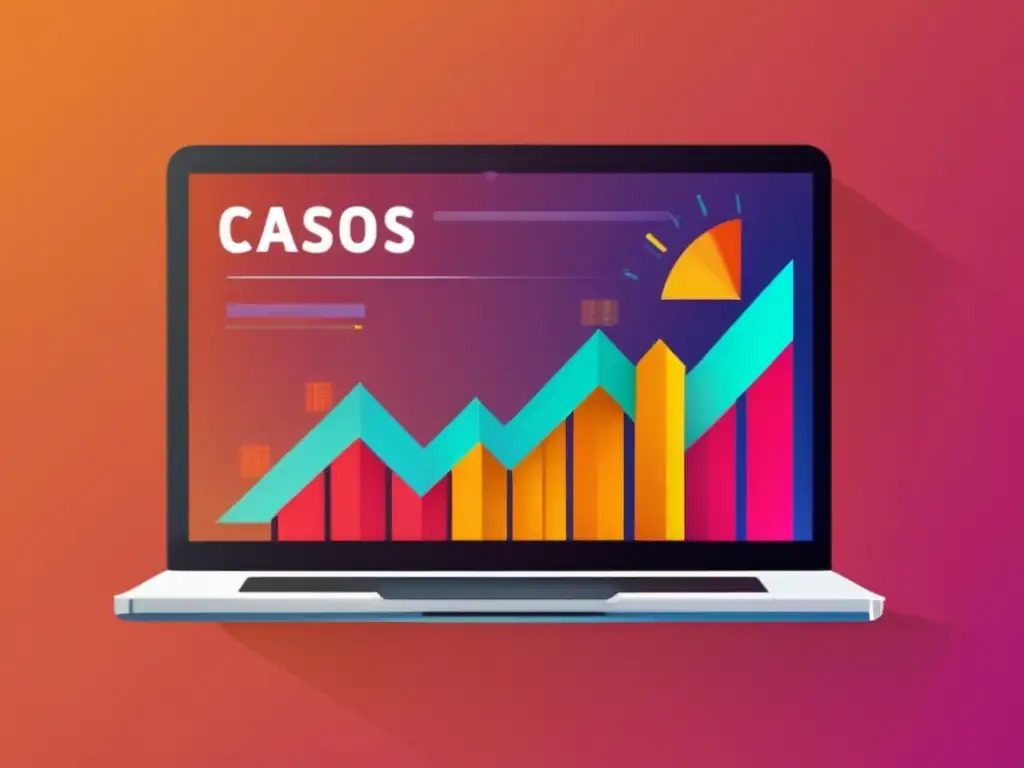 Éxito en marketing de afiliados Laptop moderno con pantalla vibrante, mostrando gráfico de éxito en marketing de afiliados
