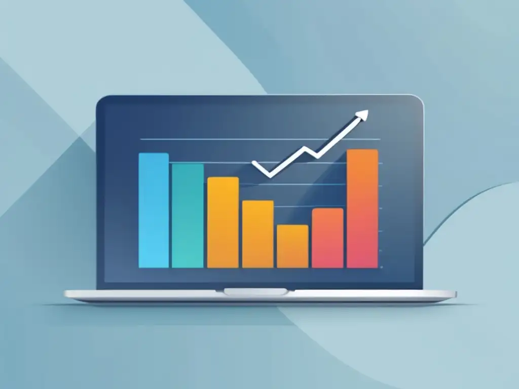 Laptop moderno muestra gráfica de éxito en marketing de afiliados Un caso exitoso de estrategias de marketing de afiliados en una imagen ultradetallada de una pantalla de laptop con gráfico de crecimiento