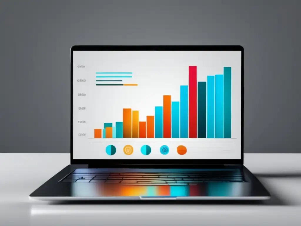 Éxito tecnológico de Carlos Rodríguez Imagen de éxito en marketing de afiliados con laptop moderna y gráfico de crecimiento exponencial