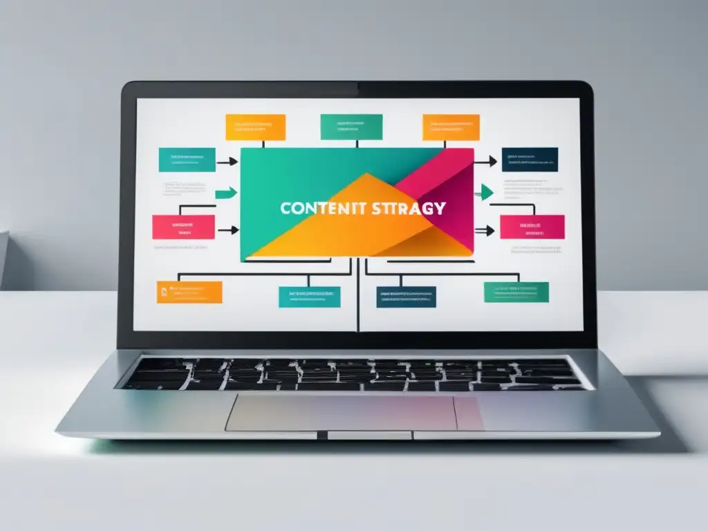 Estrategia de contenido para marketing de afiliados Laptop en escritorio blanco con estrategias de contenido para marketing de afiliados