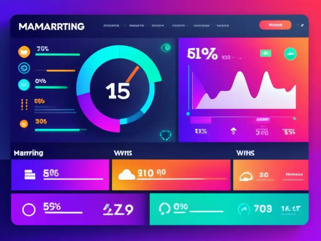 Interfaz digital futurista para software de marketing de afiliados Dashboard de software de afiliados con diseño minimalista y métricas de marketing