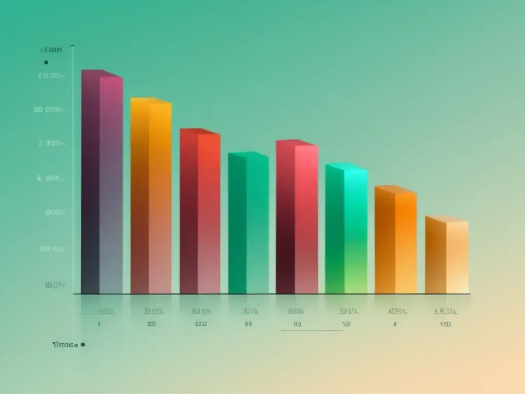 Gráfico de barras de conversión ascendente Gráfico de barras minimalista que muestra tendencia ascendente y tasas de conversión, con análisis de datos en marketing de afiliados