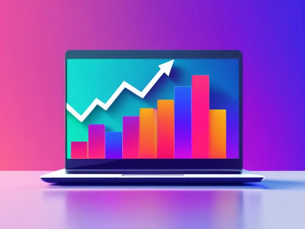Laptop con gráfico de éxito en marketing de afiliados Laptop: estrategias efectivas marketing de afiliados, gráfico de éxito y modernidad