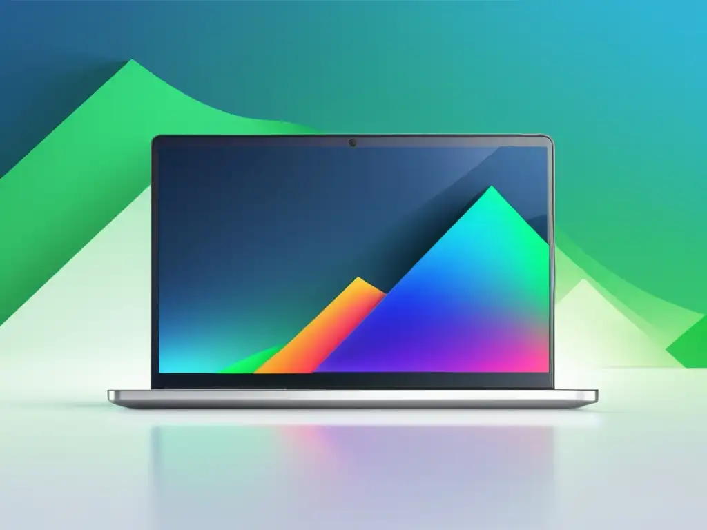 Éxito financiero con programas de afiliados Imagen: Laptop moderno y minimalista con gráfico vibrante de crecimiento de ingresos de programas de afiliados