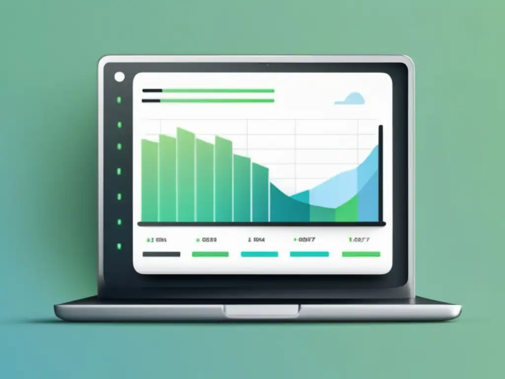 Gráfico optimización de conversiones en pantalla de laptop Laptop minimalista con pantalla 8k y gráfica de conversión en tonos neutrales