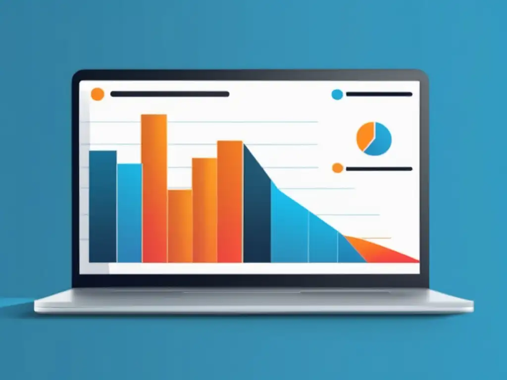 Gráfico optimización conversiones Imagen de laptop con gráfico de optimización de conversiones en marketing de afiliados