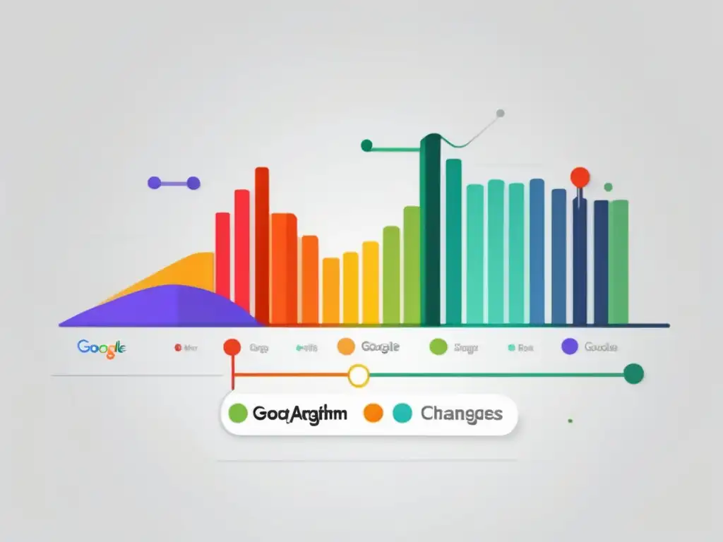 Impacto de cambios algoritmo Google Gráfico de líneas que representa los cambios en los algoritmos de Google