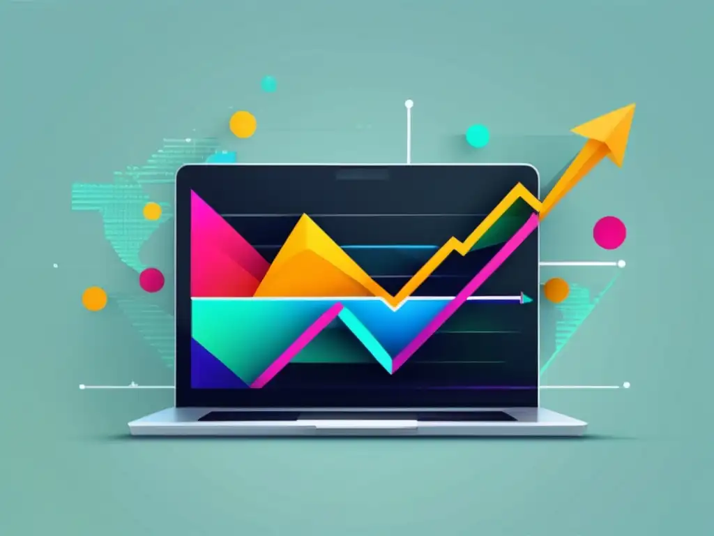 Laptop muestra gráfico de ingresos de programas de afiliados Gráfica detallada de programa de afiliados de alto rendimiento en laptop moderno