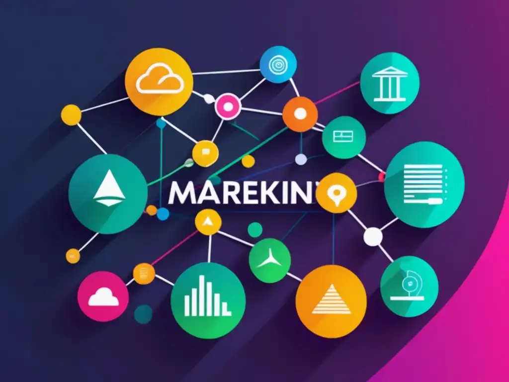 Gráfico vibrante y dinámico de marketing de afiliados Imagen de diseño minimalista y vibrante que representa el éxito del marketing de afiliados con herramientas SEO
