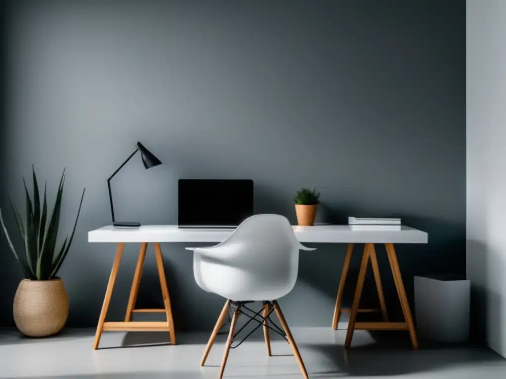 Escritorio moderno de marketing de afiliados Herramientas de Marketing de Afiliados en una oficina minimalista y moderna