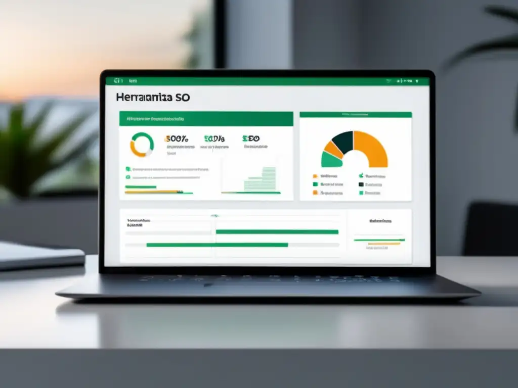 Herramientas SEO para marketing de afiliados Laptop moderno con herramientas de SEO para marketing de afiliados