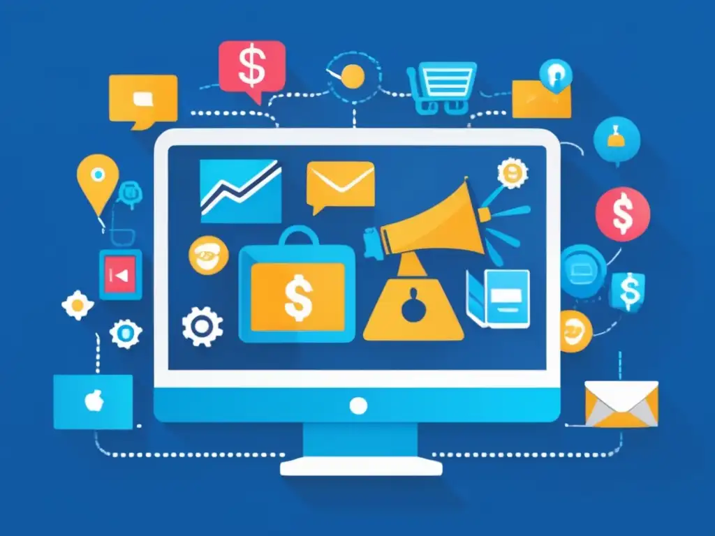 Ilustración minimalista de marketing de afiliación Ilustración minimalista y moderna del marketing de afiliados con normas éticas y legales