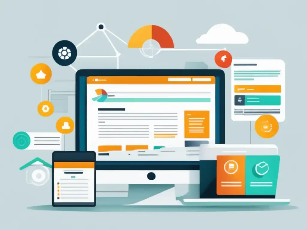 Estrategias de marketing de afiliación Ilustración minimalista de un sitio web con estrategias de marketing de afiliados para generar ingresos
